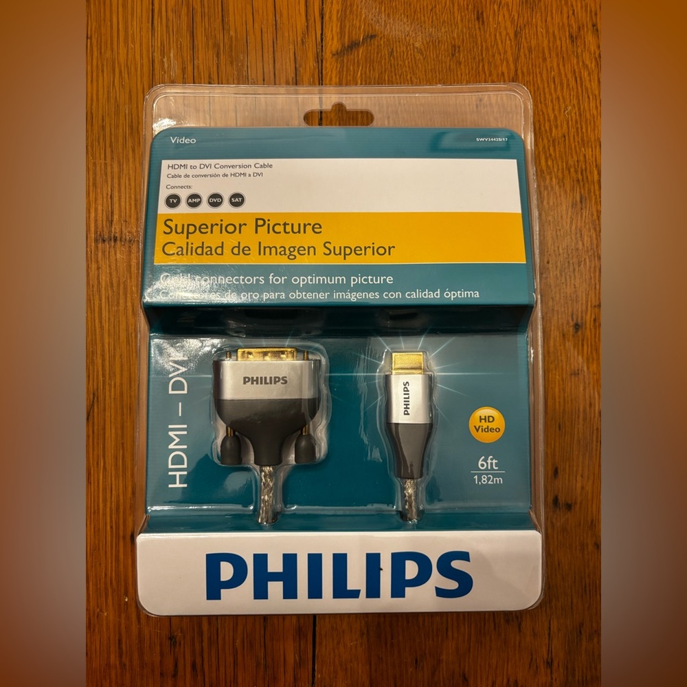 New Phillips 6Ft HDMI To DVI Connector Cable